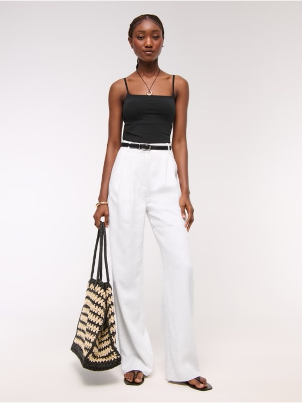 A&F Wide Leg Tailored Linen Pants